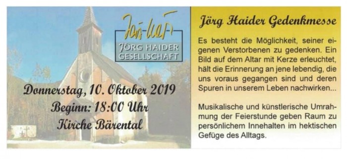 Gedenkmesse für Dr. Jörg Haider